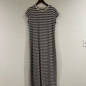a new day Black and Cream Striped Short-Sleeve Maxi Dress